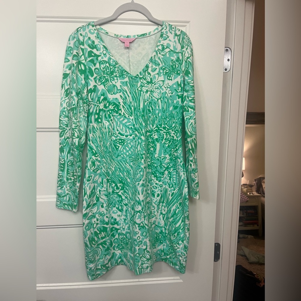 Green and white long sleeve Lilly Pulitzer dress